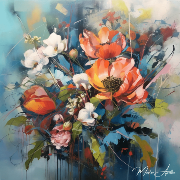 Tableau contemporain avec fleurs Tableaux Contemporains