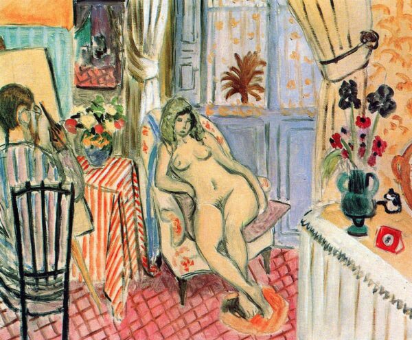 Le peintre et son modèle Studio intérieur – Matisse Henri Matisse 85x75