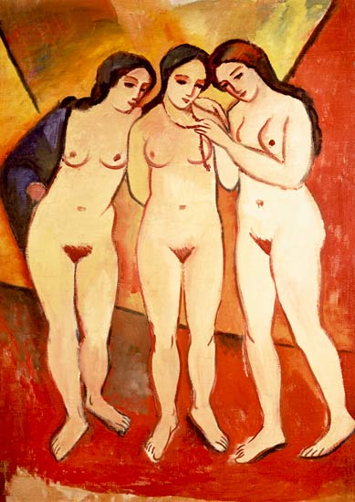 Trois filles nues (rouge et orange) – August Macke August Macke 70x105