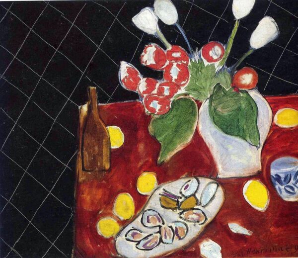 Tulipes et huîtres sur fond noir – Matisse Henri Matisse 85x75