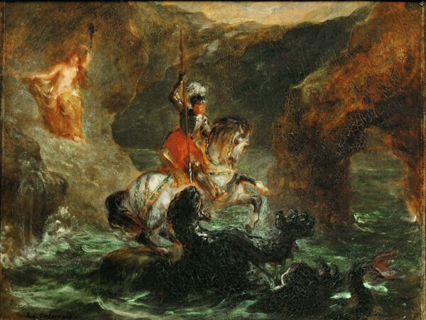 Saint Georges dans la lutte avec le dragon – Eugène Delacroix Eugène Delacroix 85x75