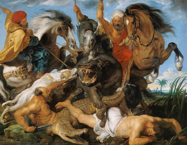 Chasse à l’hippopotame et au crocodile – Peter Paul Rubens Peter Paul Rubens 85x75