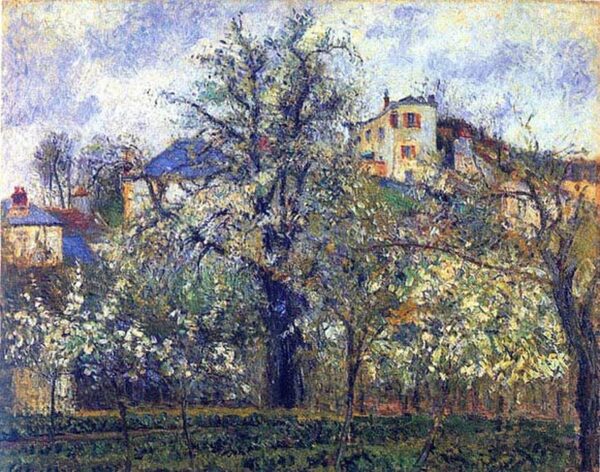 Le potager avec des arbres en fleurs, printemps, Pontoise – Camille Pissarro Camille Pissarro 85x75