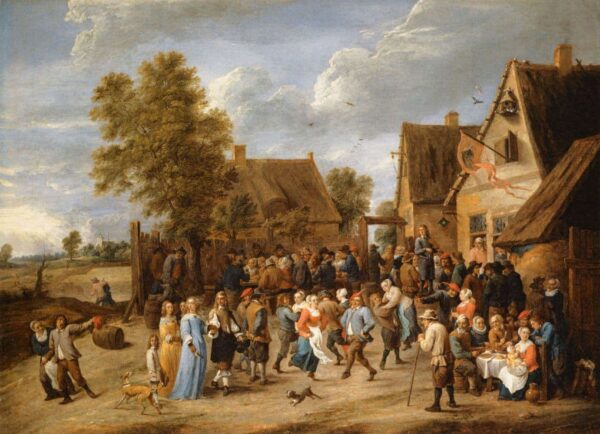 Village Revel avec un couple d’aristocrates – David The Younger Teniers David Teniers le Jeune 70x105