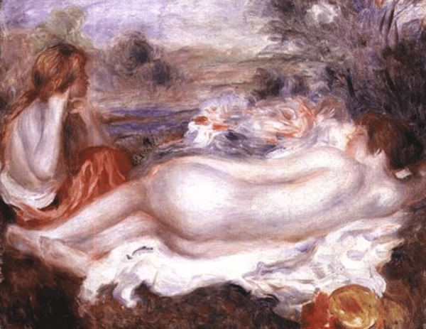 Baigneur allongé et une jeune fille qui se coiffe – Pierre-Auguste Renoir Pierre-Auguste Renoir 85x75