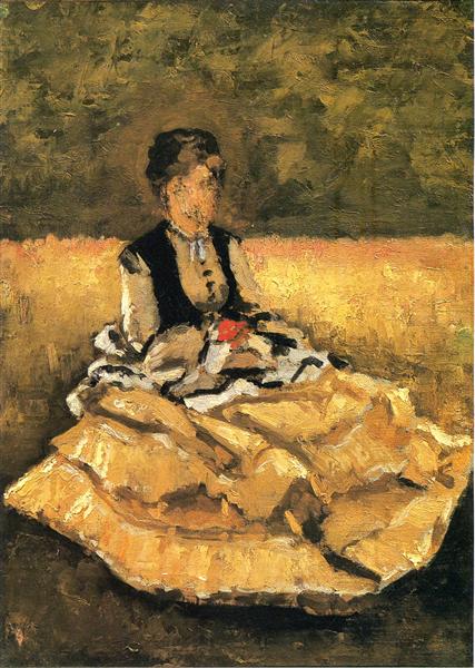 Femme assise sur la pelouse – Caillebotte Gustave Caillebotte 70x105