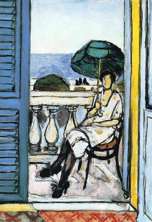 Femmes avec un parasol vert sur un balcon – Matisse Henri Matisse 70x105