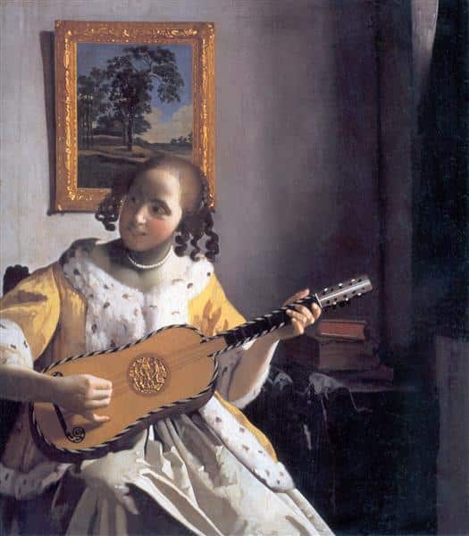 Une femme jouant de la guitare – Johannes Vermeer Johannes Vermeer 70x70