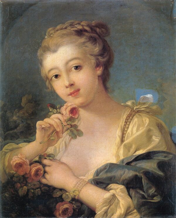 Young Woman with a Bouquet of Roses – François Boucher François Boucher 70x85