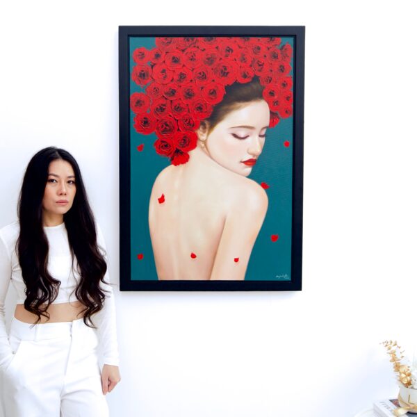 Femme fragile avec des roses – Narit | 60 x 90 cm La Galerie d'art en ligne art gallery 2