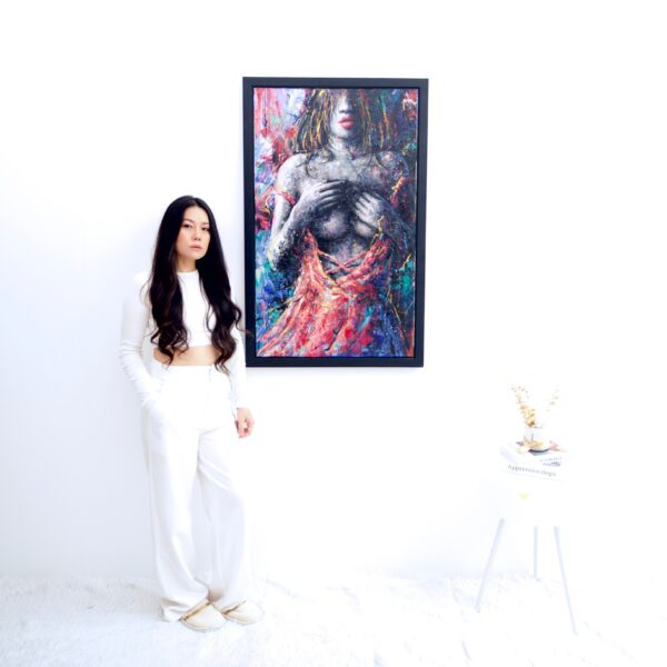 Femme en robe rose – Kesorn | 60 X 100 cm La Galerie d'art en ligne art gallery