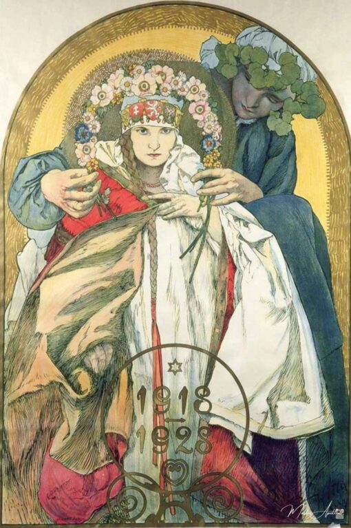 Affiche au dixième anniversaire de l’existence de la république tchécoslovaque – Mucha Alphonse Mucha