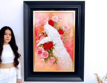 Amour et Paon Blanc | 60 x 90 cm La Galerie d'art en ligne art gallery