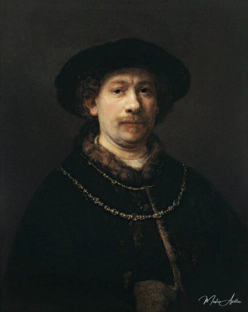 Autoportrait avec béret et deux chaînes en or – Rembrandt van Rijn Rembrandt van Rijn