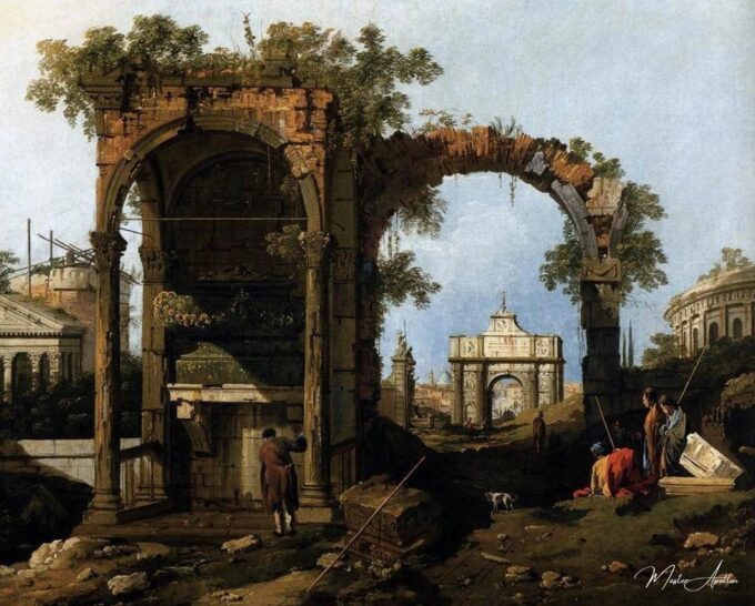 Capriccio avec ruines et bâtiments classiques, vers 1760 (huile sur toile) – Giovanni Antonio Canal Giovanni Antonio Canal