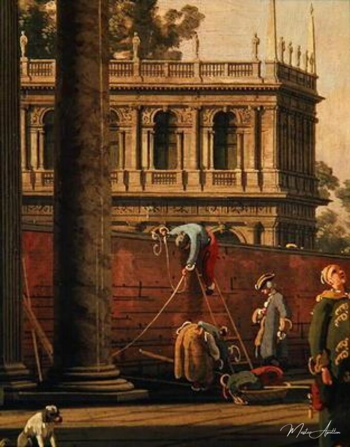 Capriccio d’un homme escaladant un mur (huile sur toile) – Giovanni Antonio Canal Giovanni Antonio Canal