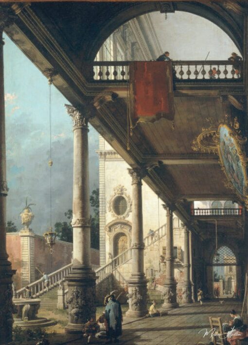 Capriccio Une colonnade ouvrant sur la cour d’un palais 1765 – Giovanni Antonio Canal Giovanni Antonio Canal 2