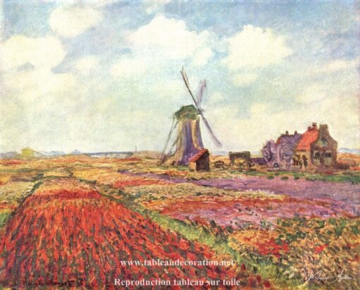 Champs de tulipes en Hollande – Tableau Monet Claude Monet
