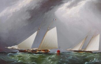 Cornelia et Magic – Yachts de course au large de New York, vers 1875 – James E. Buttersworth James E. Buttersworth