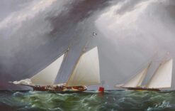 Cornelia et Magic – Yachts de course au large de New York, vers 1875 – James E. Buttersworth James E. Buttersworth