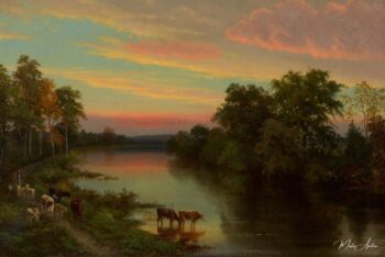 Coucher de soleil avec des vaches – John Frederick Kensett John Frederick Kensett