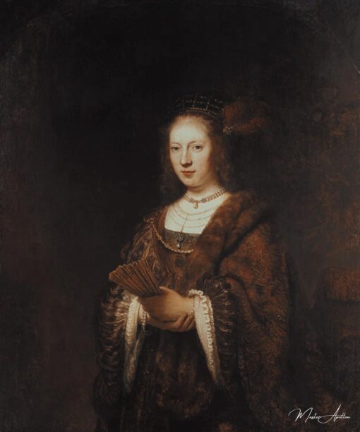 Dame avec un éventail – Rembrandt van Rijn Rembrandt van Rijn