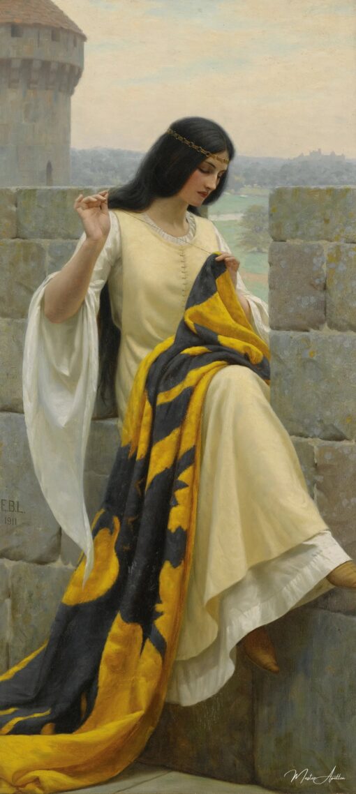Dame brodant la bannière – Edmund Leighton Edmund Leighton
