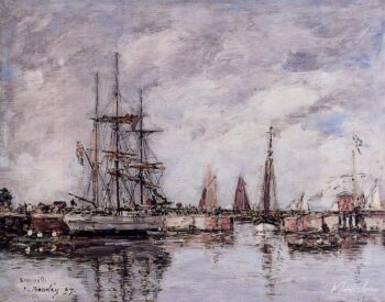 Deauville, le trois-mâts norvégien quitte le port – Eugène Boudin Eugène Boudin