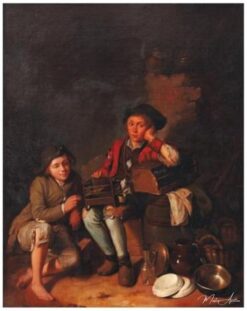 Deux enfants à la cage à oiseaux – Nicolas Bernard Lépicié Nicolas Bernard Lépicié