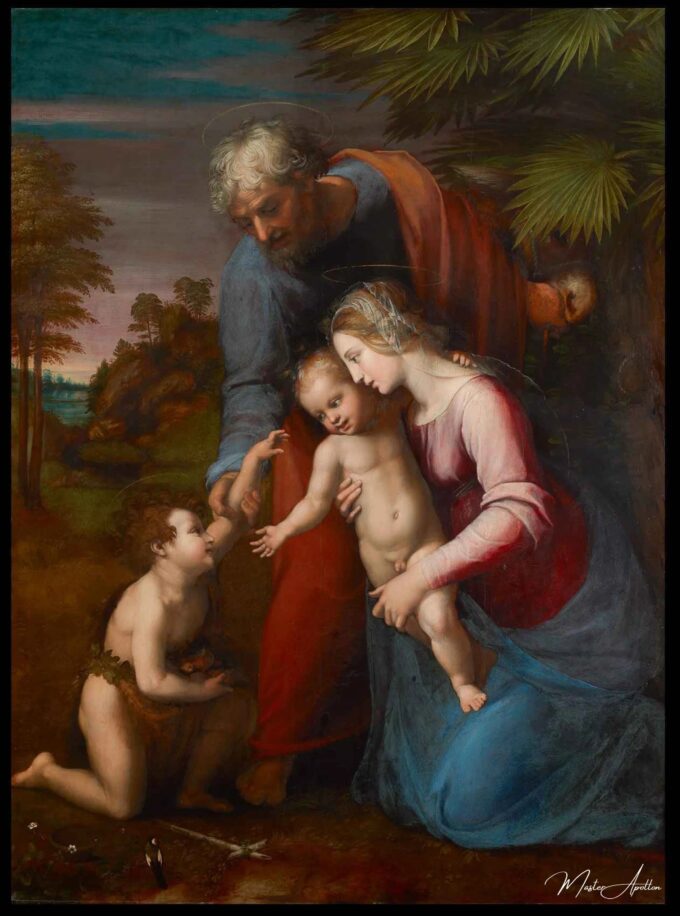 Famille Sainte avec cela petit Jean – Raphaël (peintre) Raffaello Sanzio (Raphaël)