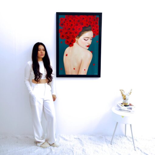 Femme Fragile avec des Roses | 60 x 90 cm La Galerie d'art en ligne art gallery 3