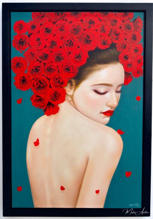 Femme Fragile avec des Roses | 60 x 90 cm La Galerie d'art en ligne art gallery 4