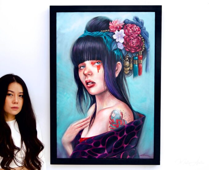 Fille avec un Chignon Floral | 60 x 90 cm La Galerie d'art en ligne art gallery