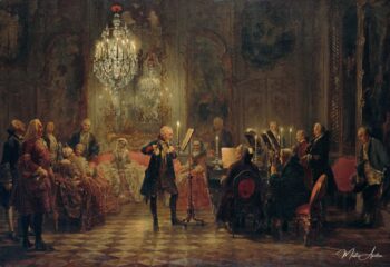 Frédéric II de Prusse jouant de la flûte au palais de Sanssouci – Adolph von Menzel Adolph von Menzel