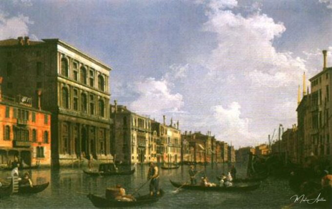 Grand Canal : vue Sud-Ouest du Palazzo Grimani tonne le Palazzo FoscAri le – Canal Giovanni Antonio Giovanni Antonio Canal
