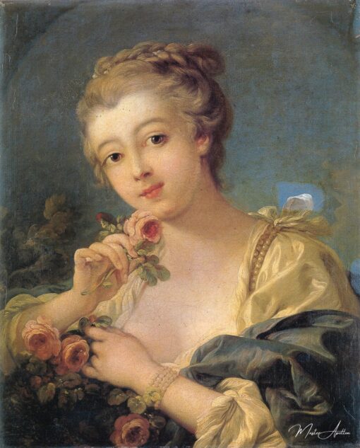 Young Woman with a Bouquet of Roses – François Boucher François Boucher