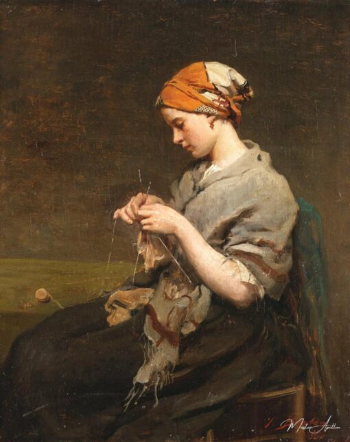 Jeune fille qui tricote (version 2) – Jules Breton Jules Breton