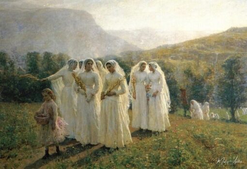 Jeunes femmes se rendant à une procession – Jules Breton Jules Breton