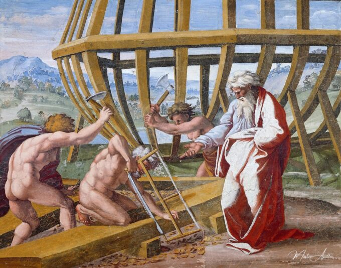 La construction de l’arche – Raphaël (peintre) Raffaello Sanzio (Raphaël)