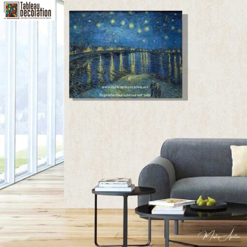 La Nuit étoilée sur le Rhône – Van Gogh Reproduction de Tableaux Célèbres 6