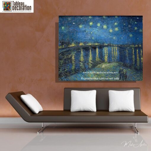 La Nuit étoilée sur le Rhône – Van Gogh Reproduction de Tableaux Célèbres 3