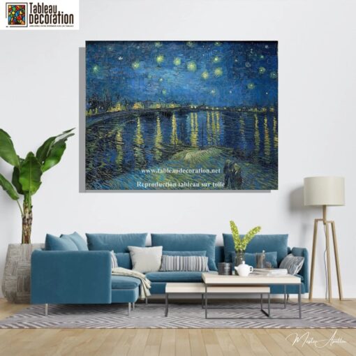La Nuit étoilée sur le Rhône – Van Gogh Reproduction de Tableaux Célèbres 5
