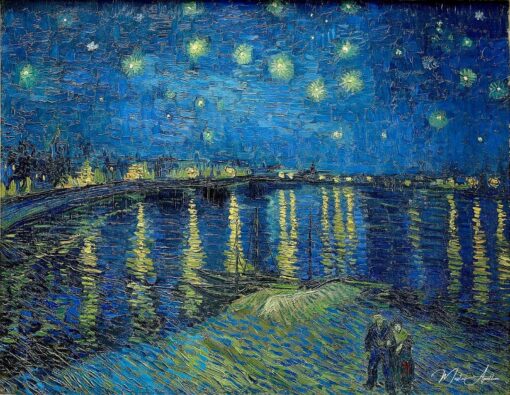 La Nuit étoilée sur le Rhône – Van Gogh Reproduction de Tableaux Célèbres 2