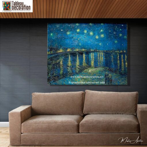 La Nuit étoilée sur le Rhône – Van Gogh Reproduction de Tableaux Célèbres 4