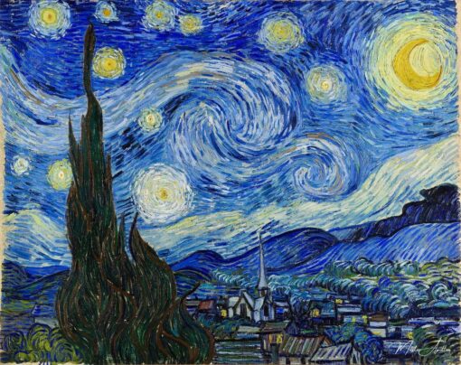 La Nuit étoilée – Van Gogh Reproduction de Tableaux Célèbres 2