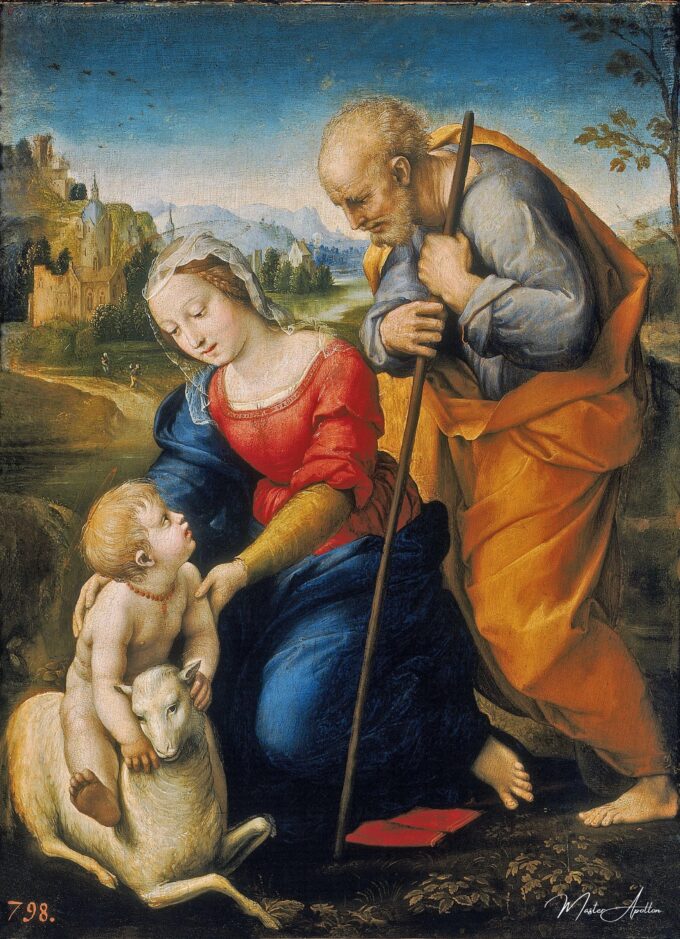 La Sainte Famille avec un agneau – Raphaël (peintre) Raffaello Sanzio (Raphaël)