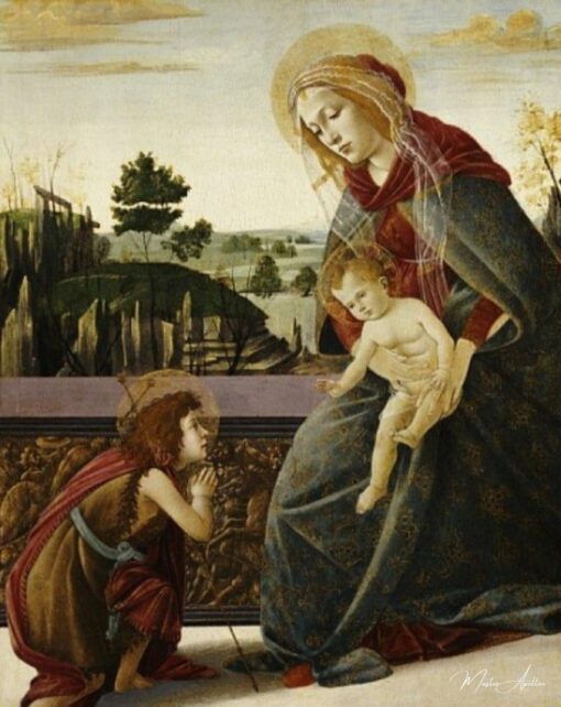La Vierge et l’Enfant avec le jeune St Jean le Baptiste dans un paysage – Sandro Botticelli Sandro Botticelli