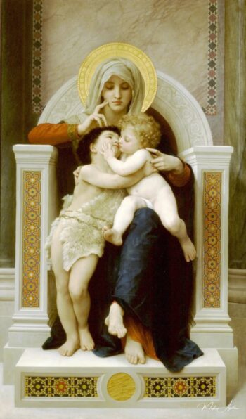 La Vierge, Jésus et Saint Jean Baptiste de William Bouguereau Reproduction de Tableaux Célèbres