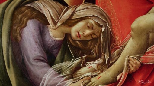 Lamentation du Christ, détail de Marie-Madeleine et des pieds du Christ – Sandro Botticelli Sandro Botticelli