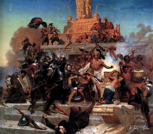 L’assaut de la Teocalli par Cortez et ses troupes – Emanuel Leutze Emanuel Leutze